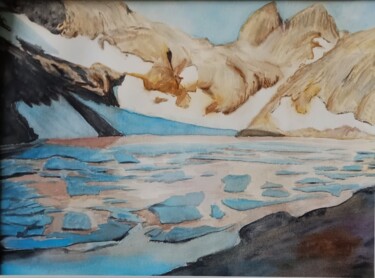 Schilderij getiteld "Lac glacé du port d…" door Jean-Claude Pelletier, Origineel Kunstwerk, Aquarel