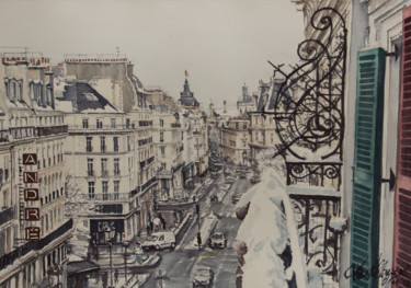 Painting titled "Rue de Rivoli (S.Pa…" by Luca Pellizzari, Original Artwork, Watercolor