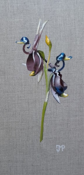 Картина под названием "orchidée" - Pen, Подлинное произведение искусства, Масло Установлен на Деревянная рама для носилок