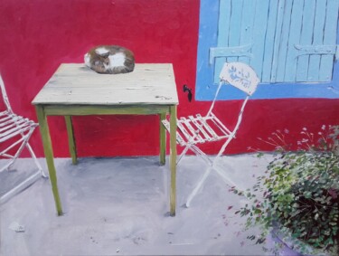 Painting titled "Miaou ! fait l'un" by Pen, Original Artwork, Oil