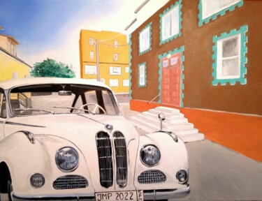 Peinture intitulée "BMW 502 1954" par Pen, Œuvre d'art originale, Huile