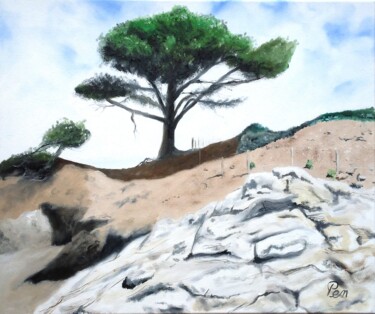 Painting titled "On dirait le sud" by Pen, Original Artwork, Oil Mounted on Wood Stretcher frame