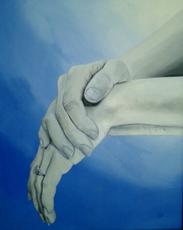 Painting titled "Les mains" by Pen, Original Artwork, Oil Mounted on Wood Stretcher frame