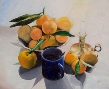 Pintura titulada "Nature morte "orang…" por Pen, Obra de arte original, Oleo Montado en Bastidor de camilla de madera