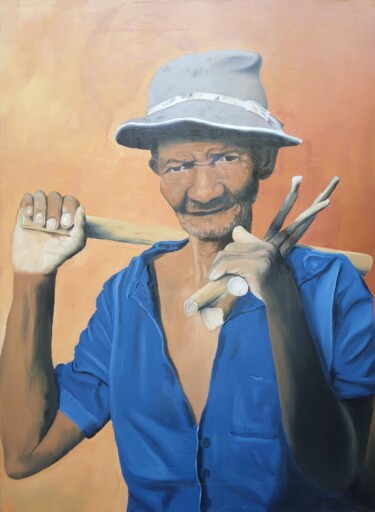 Pintura titulada "Paysan mahorais" por Pen, Obra de arte original, Oleo Montado en Bastidor de camilla de madera