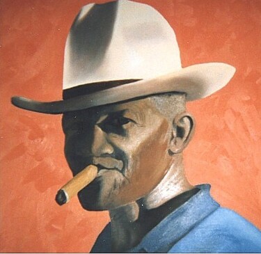Peinture intitulée "Cubain au cigare" par Pen, Œuvre d'art originale, Huile Monté sur Châssis en bois