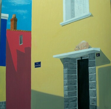 Картина под названием "2 rue Pascal à Tren…" - Pen, Подлинное произведение искусства, Масло Установлен на Деревянная рама дл…
