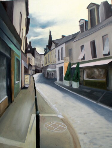 Painting titled "Rue de la Porte de…" by Pen, Original Artwork, Oil Mounted on Wood Stretcher frame
