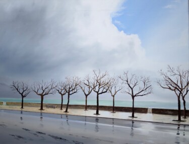 Malerei mit dem Titel "Promenade hivernale" von Pen, Original-Kunstwerk, Öl Auf Keilrahmen aus Holz montiert