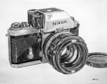 Dibujo titulada "Nikon F" por Moa Dessins, Obra de arte original