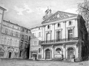 Drawing titled "Place Gambetta, Péz…" by Moa Dessins, Original Artwork