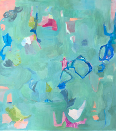 Malerei mit dem Titel "Blue Ribbon" von Penelope Van Hoorn, Original-Kunstwerk, Acryl