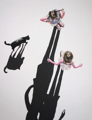 Peinture intitulée "Le chat noir (104x1…" par Peng Nghia, Œuvre d'art originale, Acrylique