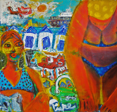 Peinture intitulée "isabelle à la mer" par Peng Nghia, Œuvre d'art originale, Acrylique