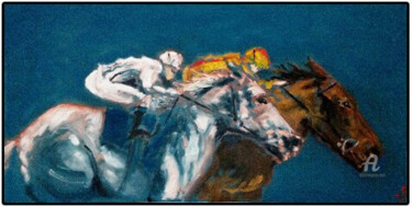 Peinture intitulée "chevaux courses" par Atelier Pauline Pennanguer, Œuvre d'art originale