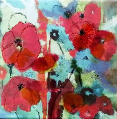 Textile Art titled "fleurs de printemps" by Penny G Peckmann, Original Artwork, Fabric