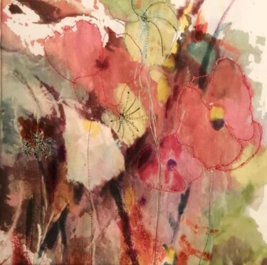 Текстильное искусство под названием "fleurs en fête" - Penny G Peckmann, Подлинное произведение искусства, Ткань