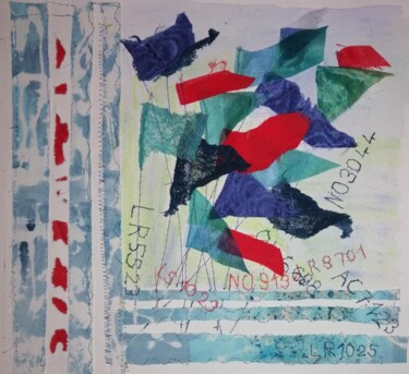 Arte têxtil intitulada "Au port" por Penny G Peckmann, Obras de arte originais, Bordado Montado em Cartão
