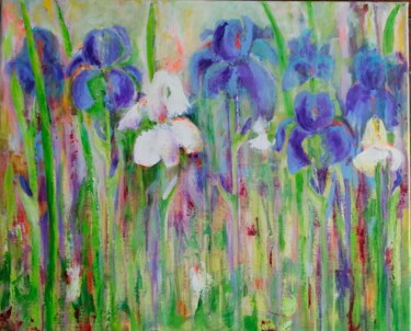 Painting titled "l'iris blanc" by Penny G Peckmann, Original Artwork, Acrylic