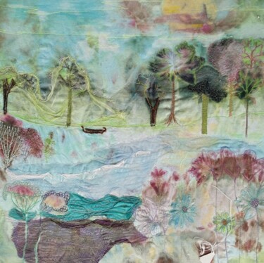 Textilkunst mit dem Titel "la belle endormie" von Penny G Peckmann, Original-Kunstwerk, Stickerei