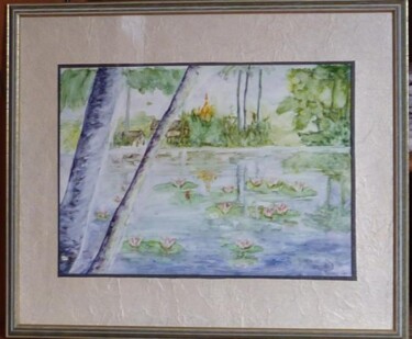 Painting titled "Etangs aux Lotus à…" by Penny G Peckmann, Original Artwork