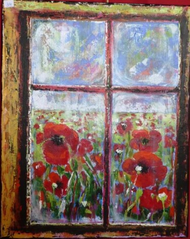 Painting titled "Coquelicots a perte…" by Penny G Peckmann, Original Artwork