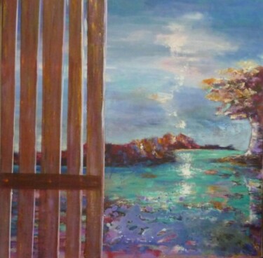 Painting titled "La grande rivière" by Penny G Peckmann, Original Artwork, Acrylic