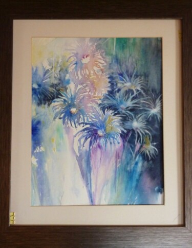 Painting titled "Les chrysanthemes b…" by Penny G Peckmann, Original Artwork