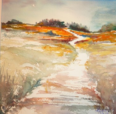 Painting titled "Chemin  A1" by Penny G Peckmann, Original Artwork, Watercolor