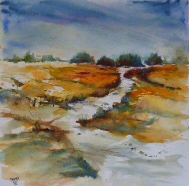 Painting titled "Chemin vers mon reve" by Penny G Peckmann, Original Artwork, Watercolor