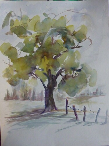 Painting titled "Auprès de mon arbre…" by Penny G Peckmann, Original Artwork