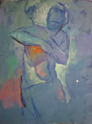 Peinture intitulée ""Apparition,," par Pierre Pentchev, Œuvre d'art originale, Gouache