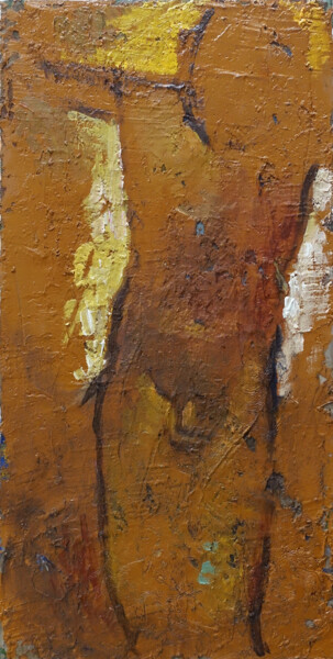 Painting titled "Figure humaine" by Pierre Pentchev, Original Artwork, Oil Mounted on Wood Stretcher frame