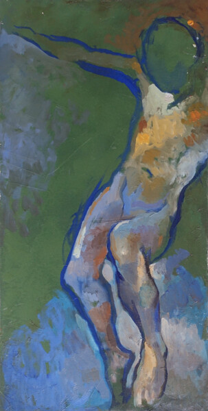 Painting titled "Figure humaine II" by Pierre Pentchev, Original Artwork, Oil Mounted on Wood Stretcher frame
