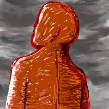 Digitale Kunst getiteld "Red man" door Pepe Ortiz Benavent, Origineel Kunstwerk, Digitaal Schilderwerk