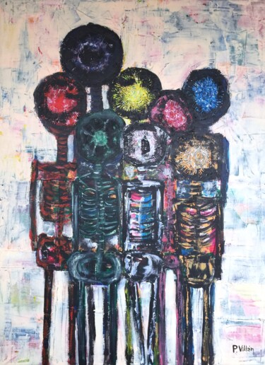 Painting titled "8 Humanoids" by Pepe Villan, Original Artwork, Acrylic