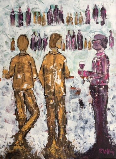 Peinture intitulée "Wine vs Beer" par Pepe Villan, Œuvre d'art originale, Acrylique