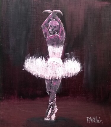 Painting titled "Skull Ballerina 2" by Pepe Villan, Original Artwork, Acrylic