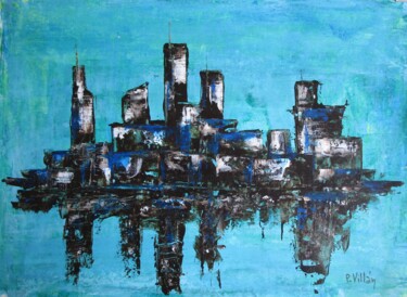 Malarstwo zatytułowany „Blue Skyline” autorstwa Pepe Villan, Oryginalna praca, Akryl