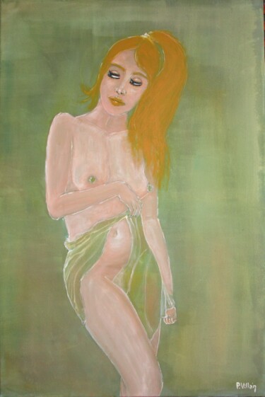Painting titled "Golden girl" by Pepe Villan, Original Artwork, Acrylic