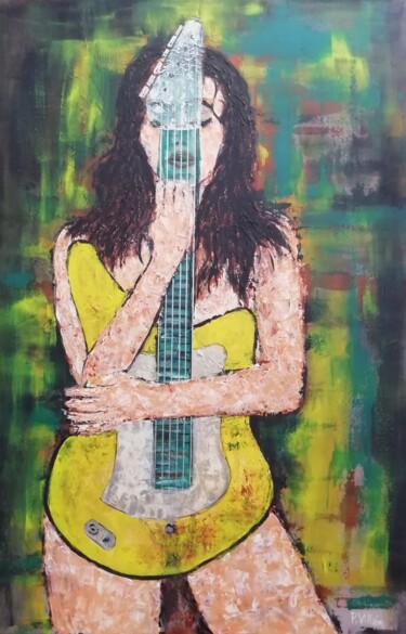 Painting titled "My guitar" by Pepe Villan, Original Artwork, Acrylic