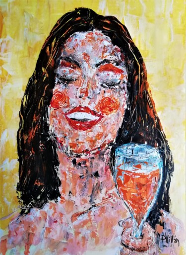 Painting titled "La Vie en Rosé" by Pepe Villan, Original Artwork, Acrylic