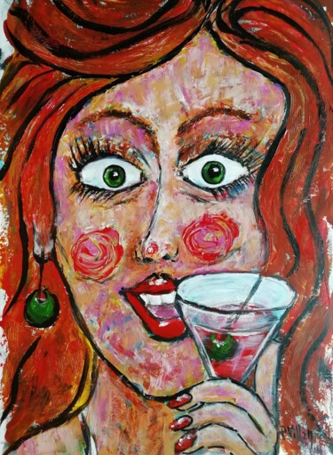 Malerei mit dem Titel "Martina Rosso" von Pepe Villan, Original-Kunstwerk, Acryl