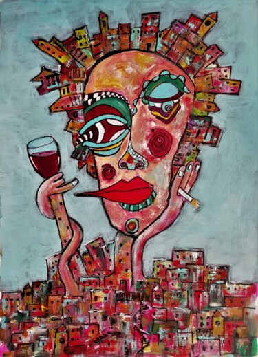 Картина под названием "La ciudad te envicia" - Pepe Villan, Подлинное произведение искусства, Акрил