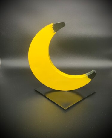 Sculpture intitulée "Banana Moon" par Pepe22, Œuvre d'art originale, Résine