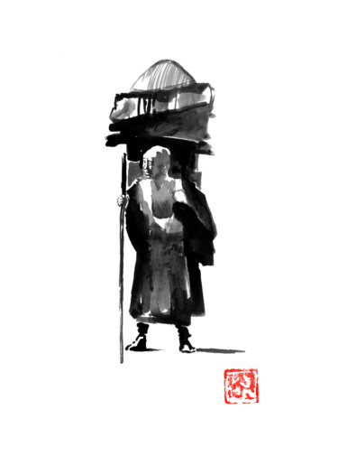 the monk Drawing titled "the monk" by Péchane, Original Art, Watercolor