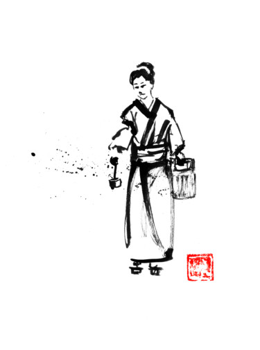 uchimizu Drawing titled "uchimizu" by Péchane, Original Art, Watercolor