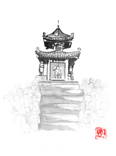temple otagi Drawing titled "temple otagi" by Péchane, Original Art, Watercolor