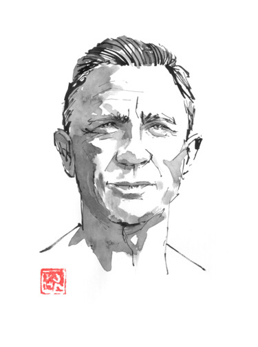 daniel craig Drawing titled "daniel craig" by Péchane, Original Art, Watercolor