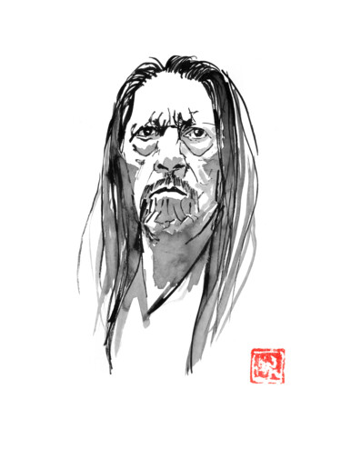 dany trejo Drawing titled "dany trejo" by Péchane, Original Art, Watercolor